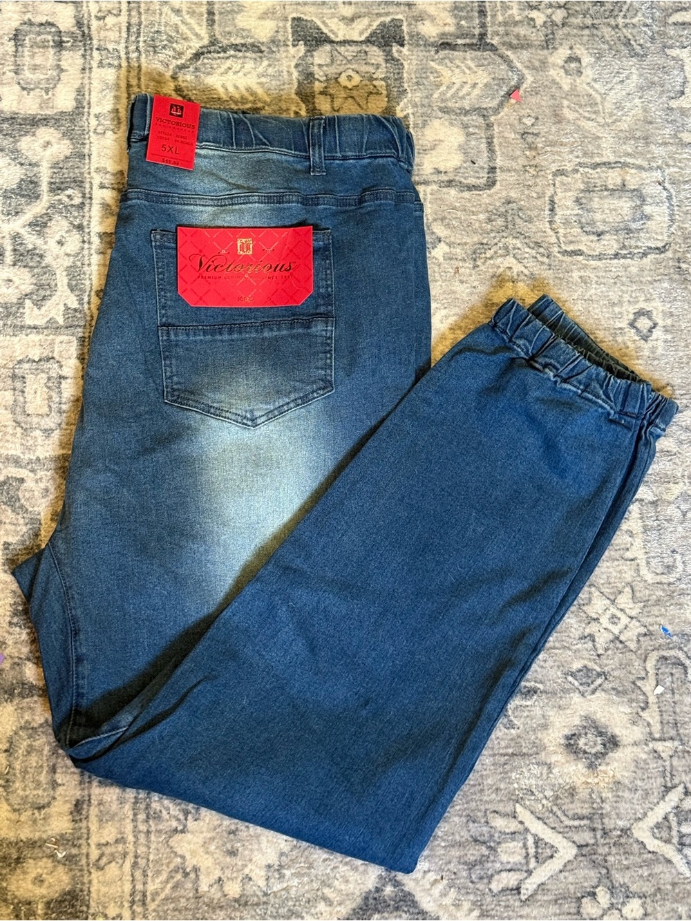 Victorious men's drop-crotch denim jogger pants size 5XL